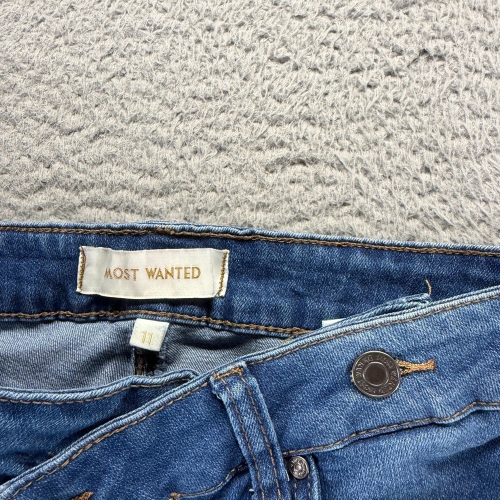 Most Wanted Jeans Women 11 Blue Cotton Denim Skinny Crossover Distressed Stretch - Picture 3 of 10